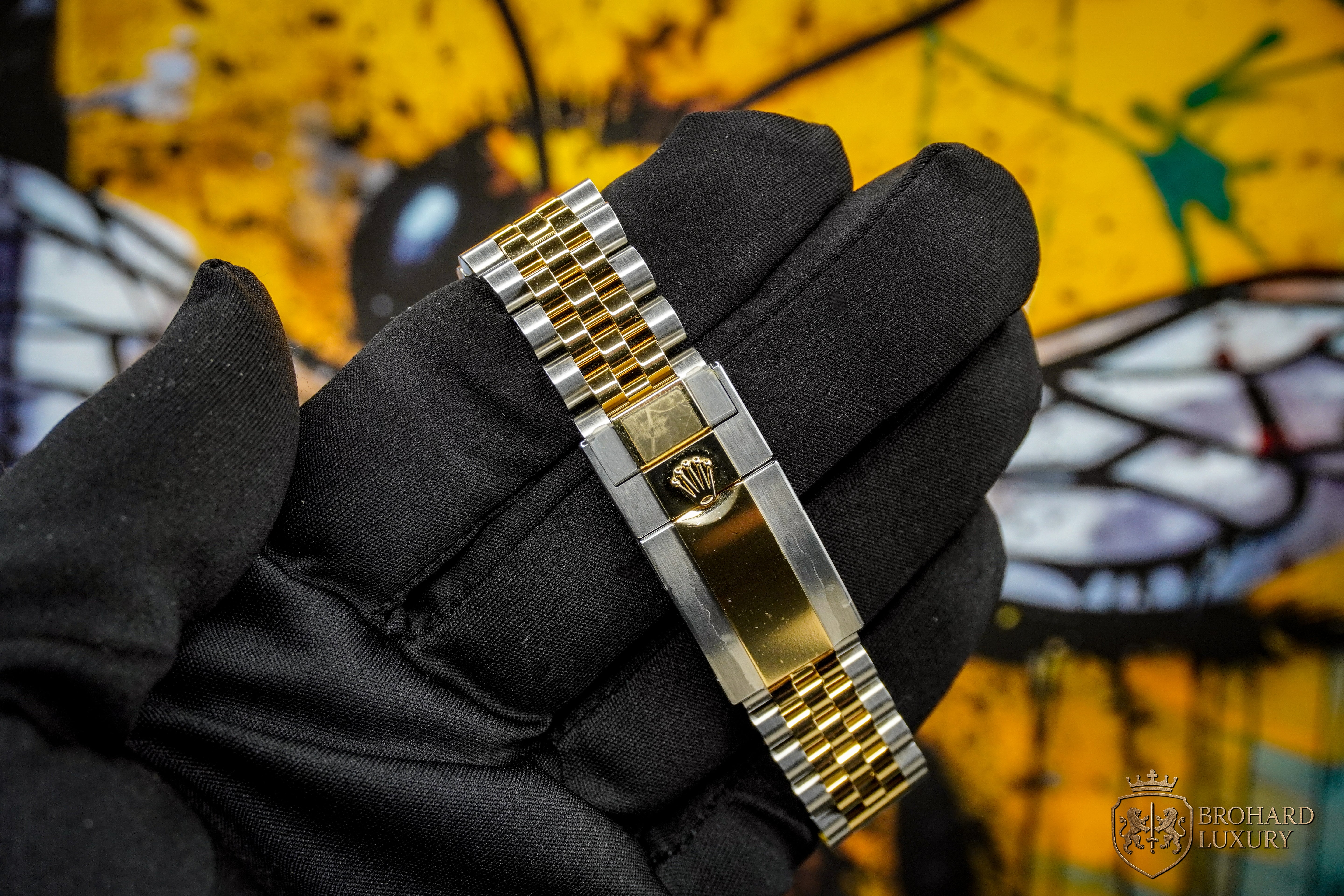 ROLEX GMT-Master II Black Dial Steel 18kt Yellow Gold Men's Watch 126713GRNR