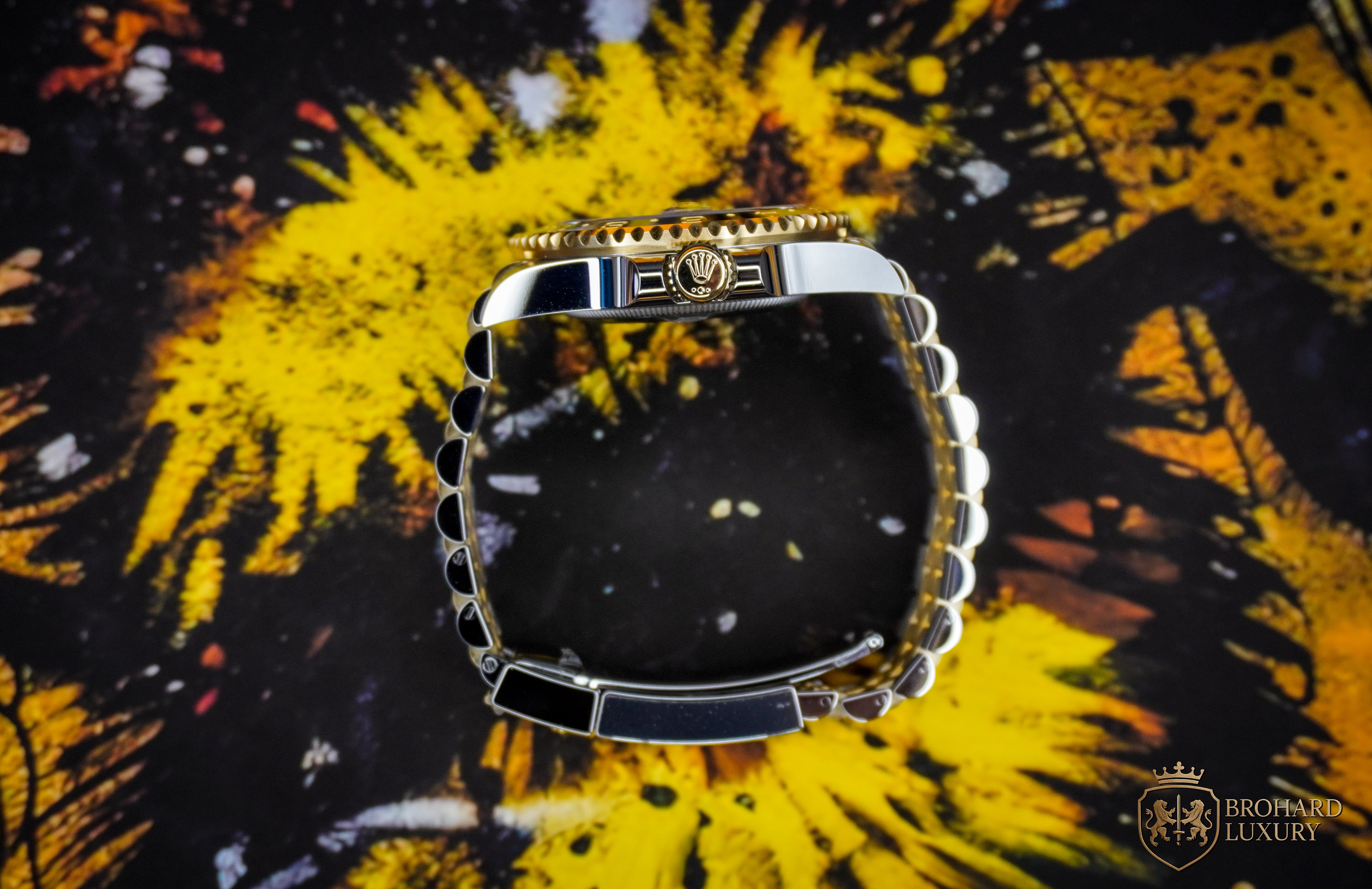 ROLEX GMT-Master II Black Dial Steel 18kt Yellow Gold Men's Watch 126713GRNR