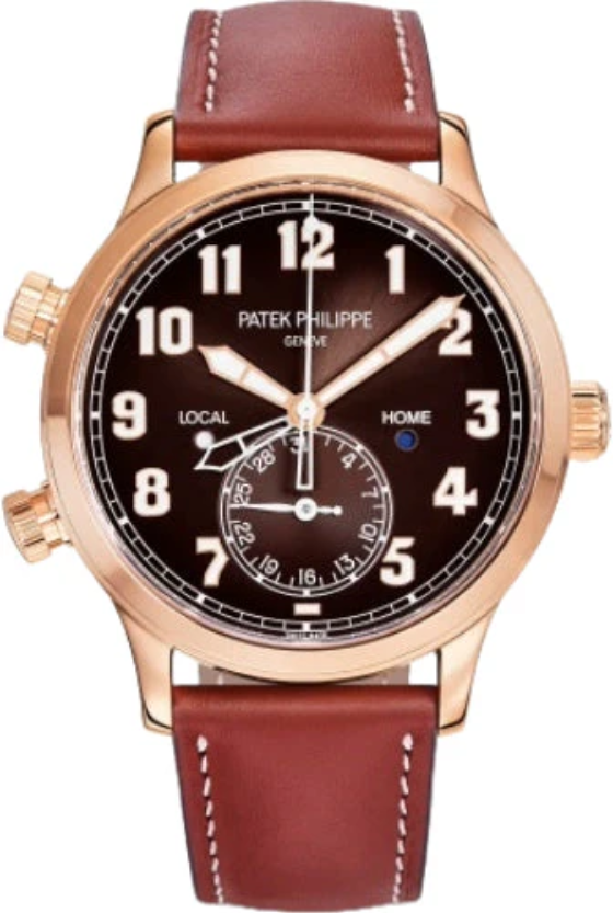 Patek Philippe Complications Calatrava Pilot Travel Time Rose Gold Brown Dial | 7234R-001