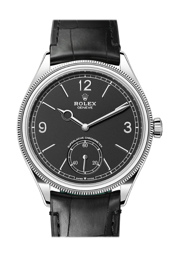 Rolex 1908 39mm Intense Black Dial White Gold Men's Watch 52509