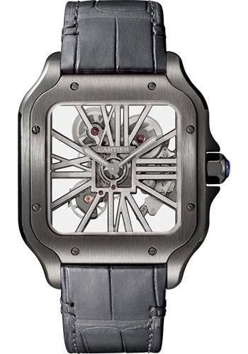 Cartier Santos de Cartier Watch - 39.8 mm Pink Gold Case - Silvered Dial - Allilgator Strap - WGSA0007