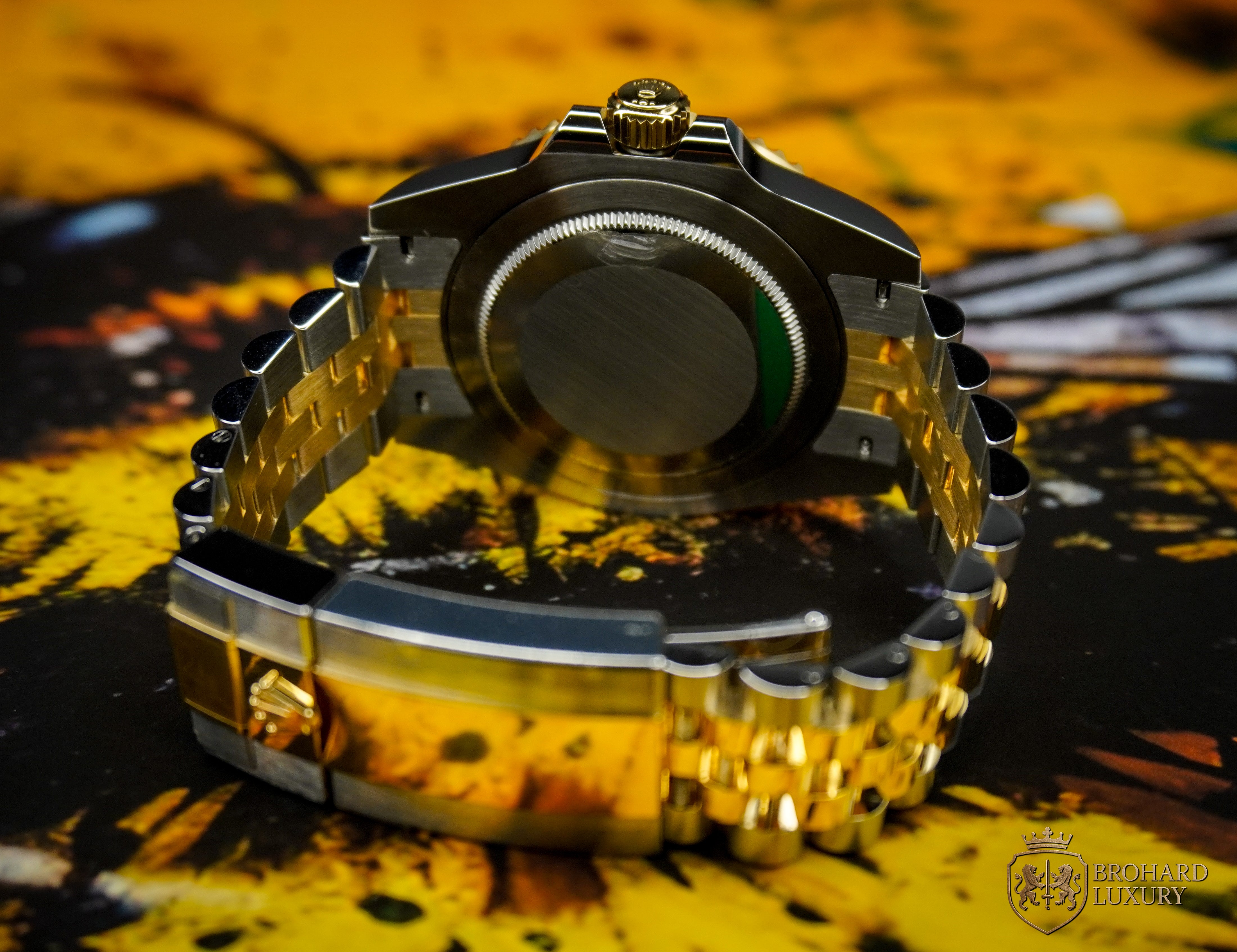 ROLEX GMT-Master II Black Dial Steel 18kt Yellow Gold Men's Watch 126713GRNR