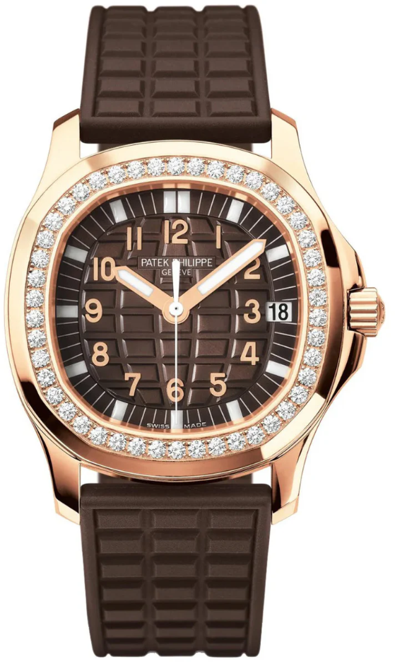 Patek Philippe Aquanaut Ladies 40 mm Embossed Brown Arabic Diamond Bezel Rose Gold Composite 35.6mm - 5068R-001