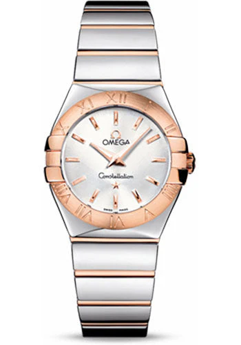 Zoom in Omega Ladies Constellation Polished Quartz Watch - 27 mm Polished Steel And Red Gold Case - Silver Dial - Steel And Red Gold Bracelet - 123.20.27.60.02.003